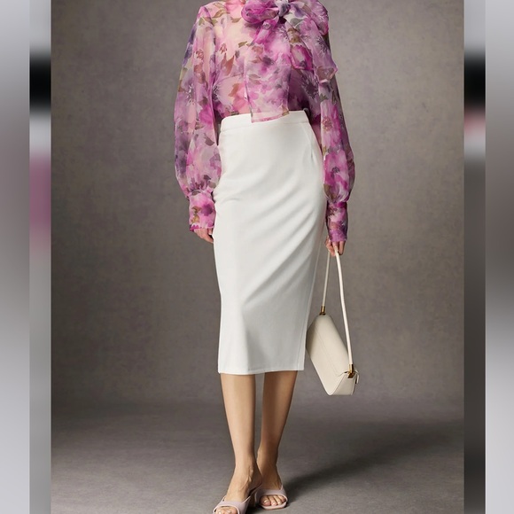 Lightweight Micro-Elasticity Elegant Regular Fit Plain Midi Skir - Picture 1 of 4